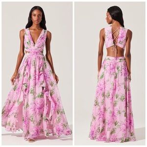 Astr Pink Floral Maxi Dress